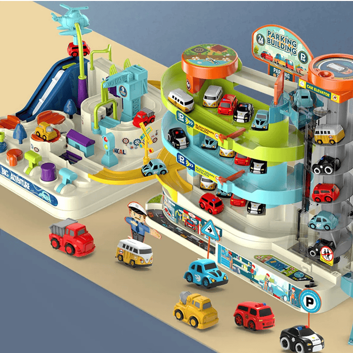 Pista De Autos Con Estacionamientos y Ascensor + Accesorios 9