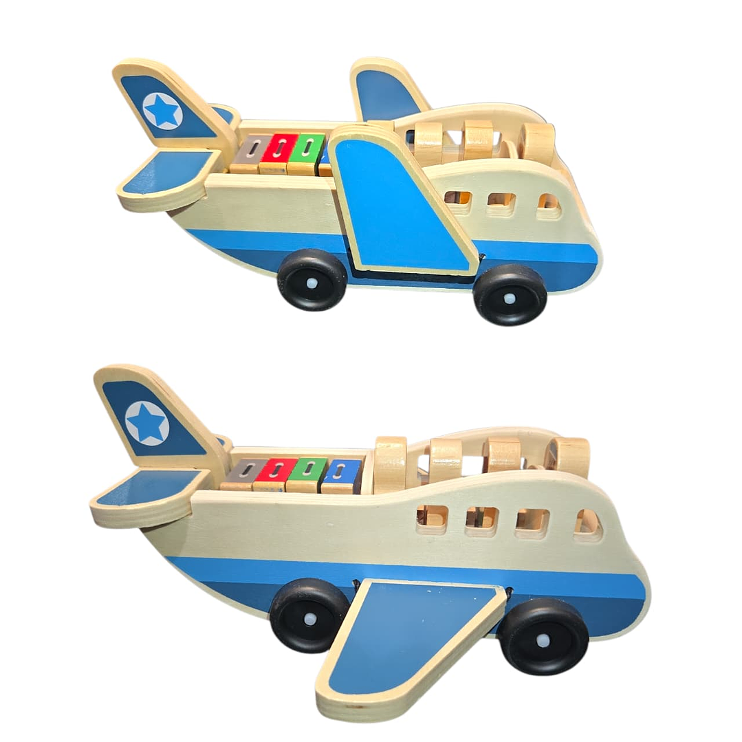 Juguete Avión De Madera 24 cm Didáctico + Accesorios 4