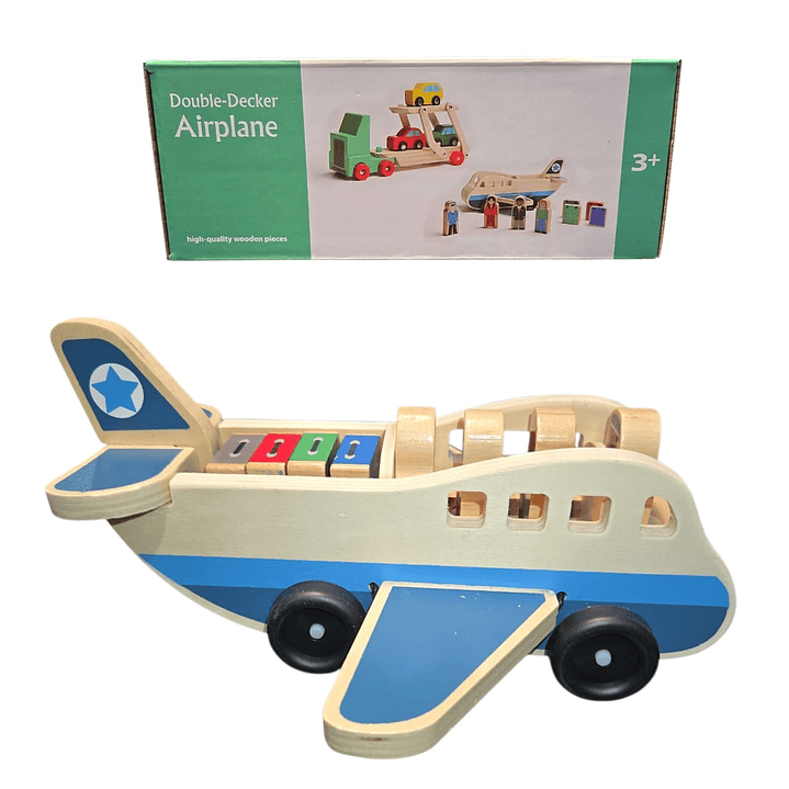 Juguete Avión De Madera 24 cm Didáctico + Accesorios 5
