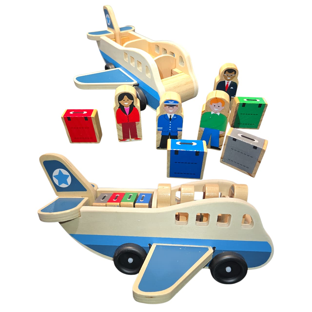 Juguete Avión De Madera 24 cm Didáctico + Accesorios 1