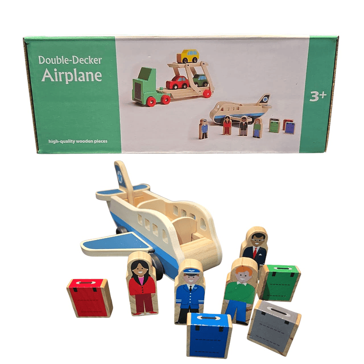 Juguete Avión De Madera 24 cm Didáctico + Accesorios 6