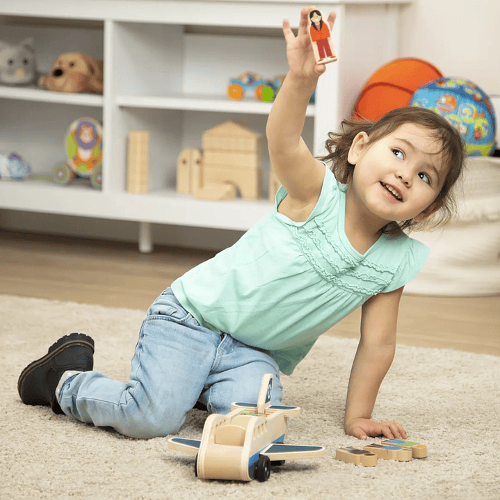 Juguete Avión De Madera 24 cm Didáctico + Accesorios 7