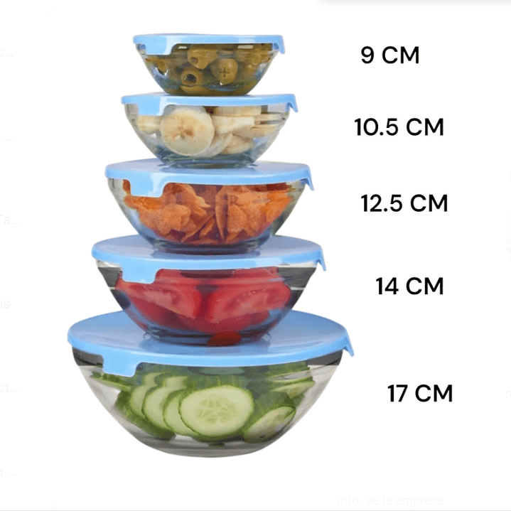 Set 5 Potes De Vidrio Diferentes Medidas 3