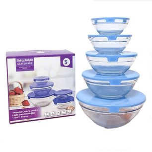 Set 5 Potes De Vidrio Diferentes Medidas