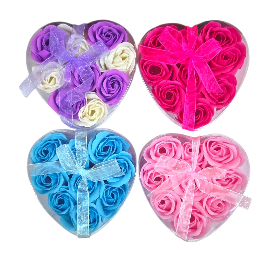 Caja Rosas De Jabon 9 Pcs Corazón 2