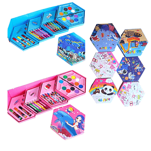 Set Caja 46 Pcs de Arte Dibujo Hexagonal 