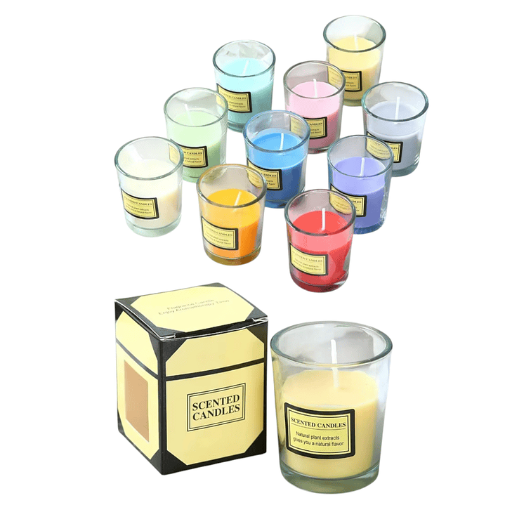 Velas Aromáticas Frasco Vidrio Diversos Aromas y Colores 6 cm 4