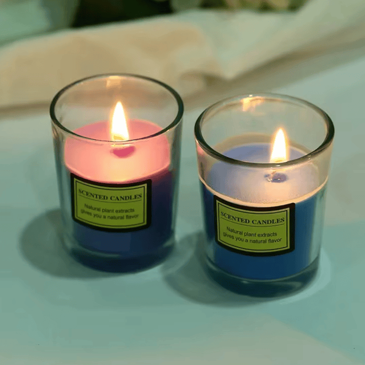 Velas Aromáticas Frasco Vidrio Diversos Aromas y Colores 6 cm 2