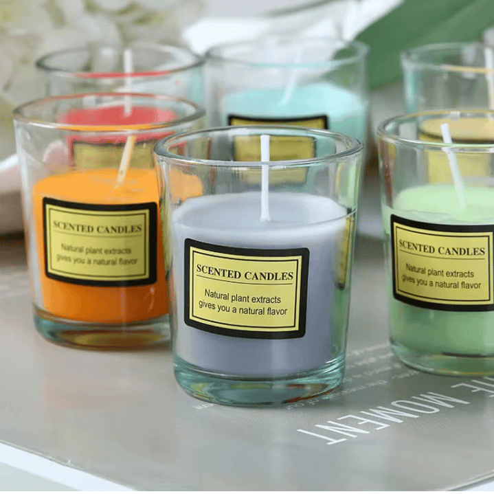 Velas Aromáticas Frasco Vidrio Diversos Aromas y Colores 6 cm 6