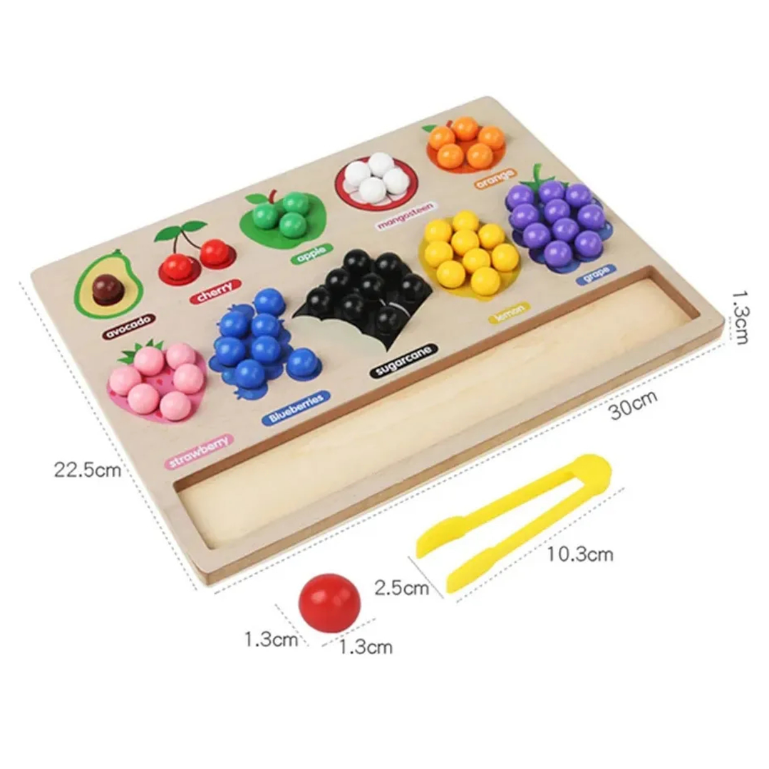 Tablero Madera Clasificación Colores y Frutas Juguete Montessori 2