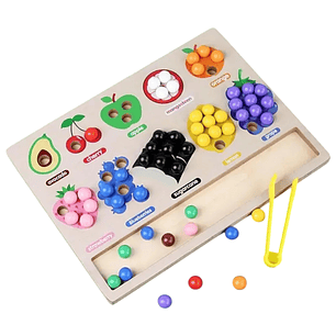 Tablero Madera Clasificación Colores y Frutas Juguete Montessori