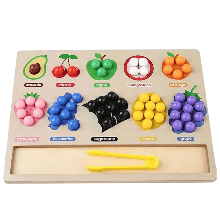 Tablero Madera Clasificación Colores y Frutas Juguete Montessori 3