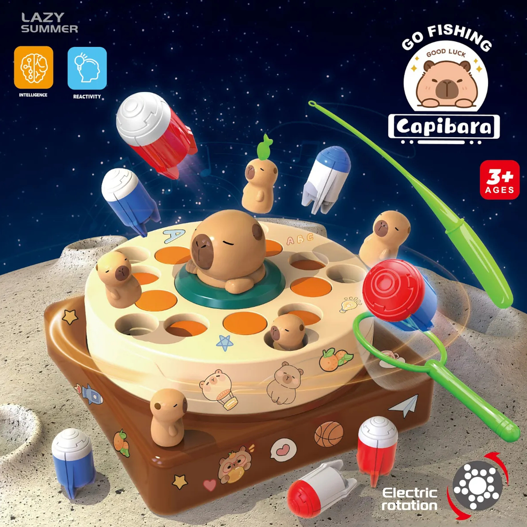 Juego De Mesa Pesca Eléctrico Giratorio Capibara Para Niños 2