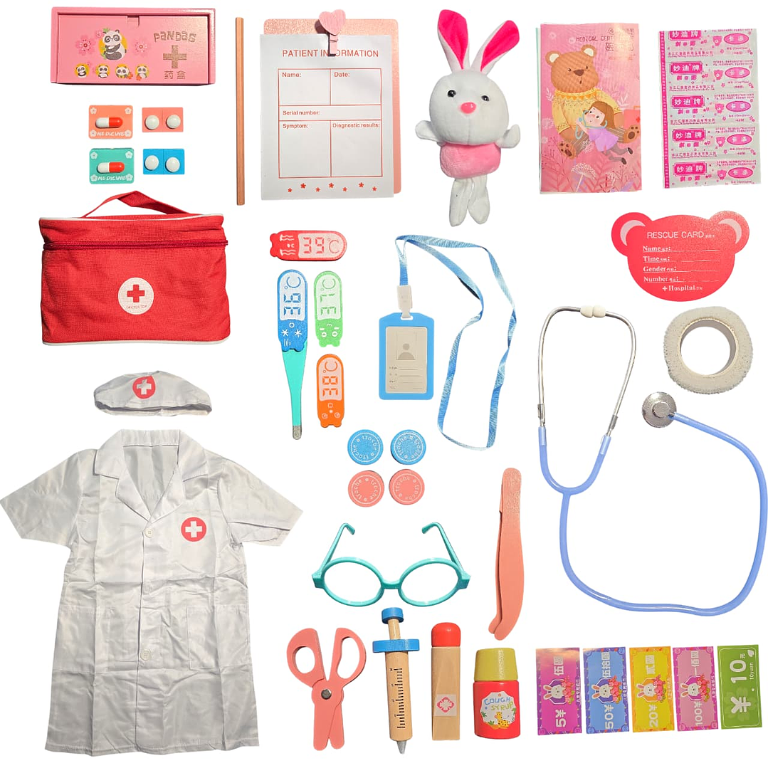 Maleta de Juegos Set Doctor con Accesorios Juguete Madera 1