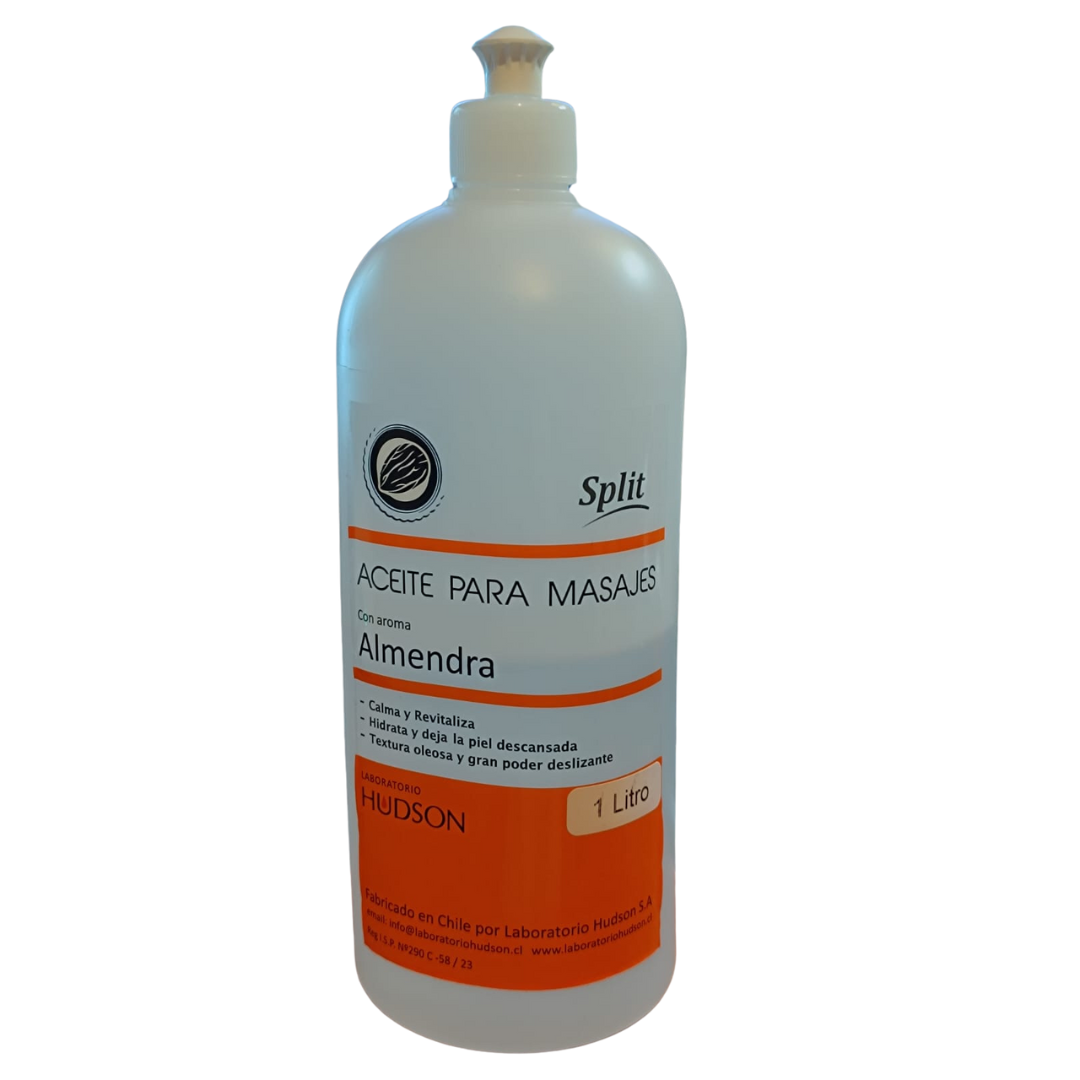 Aceite para Masajes Aroma Almendra 1 lt.  Deslizamiento suave y aroma cálido para masajes y terapias corporales. 1