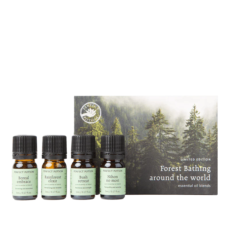 Kit Baños de Bosque de Alrededor del Mundo.   Una colección aromática inspirada en la conexión con la naturaleza y los rituales de bienestar del mundo natural 1