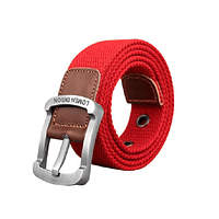 Cinturon Sport Lona. Hebilla Acero. Rojo