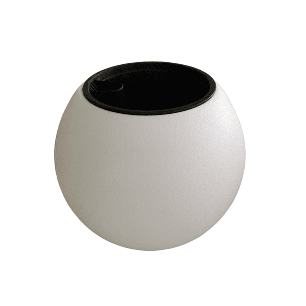 Macetero Plástico Forma de Bola. D19,5xH16,5cm. Blanco 2