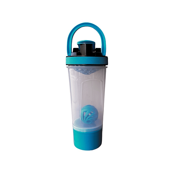 Shaker 2 en 1: Botella Mezclador Batidos Proteína 700ml Gym 2