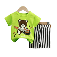 Pijama Niño Algodon Manga Corta Short Osito Guitarra