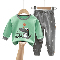 Pijama Niño Infantil Manga Larga Algodon Lagarto Gris 