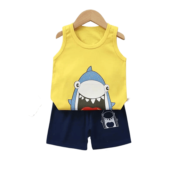 Conjunto Niño Short Polera Sin Mangas Algodón Shark  1