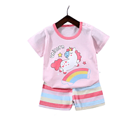 Conjunto Niña Short Polera Manga Corta Algodon Rainbow 