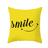 Funda Cojin 45x45 Decorativo Smile Amarillo Lino Poly