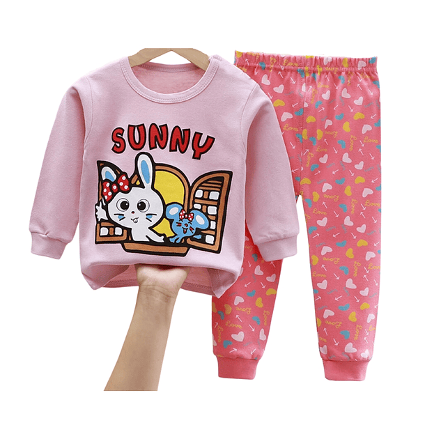 Pijama Niña Infantil Manga Larga Algodon Sunny Rosa 1