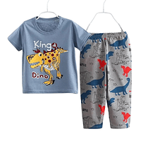 Pijama Pantalon Largo Manga Corta Niño Algodón King Dino