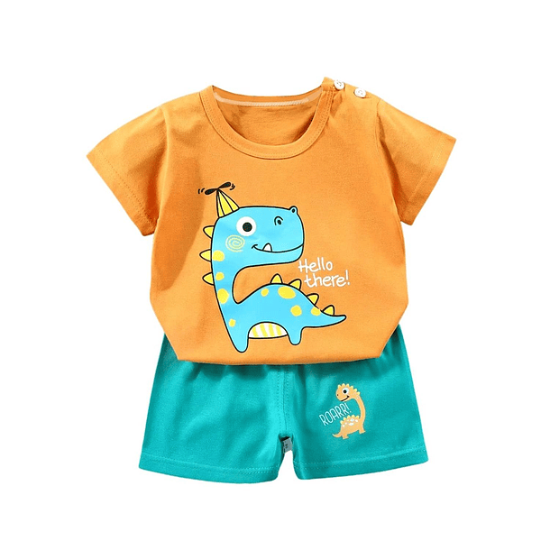 Conjunto Short y Polera Algodon Verano Niño Dino Jr 1