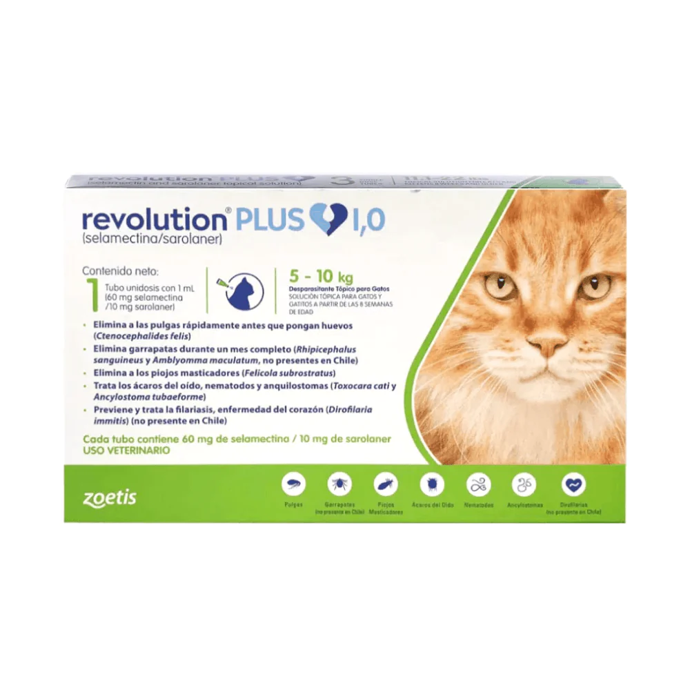 Revolution Plus Gato 5-10 Kilos Pipeta 1 ml. Uso veterinario