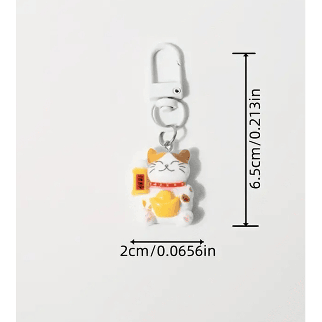 Colgante Mini Llavero Gato Suerte Maneki - Neko 