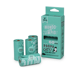 Poopa Cats Pack de 4 Rollos de Bolsitas 