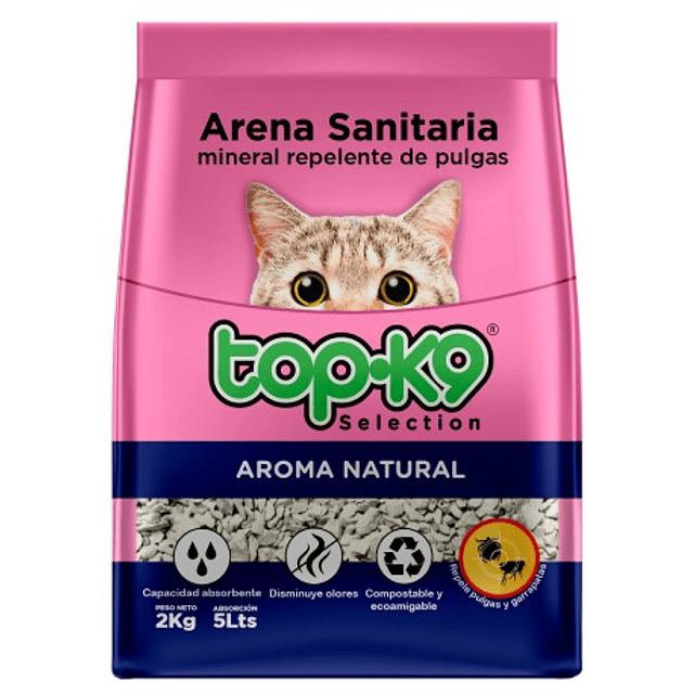 Arena Sanitaria Mineral Repelente de pulgas y garrapatas 2 Kg. 