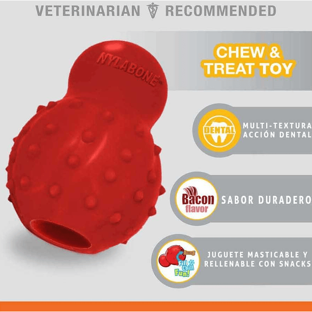 Nylabone Strong Chew Cono 3 en 1 Rellenable y Congelable Sabor Tocino Talla XS
