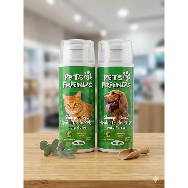 Shampoo Seco Repelente para Mascotas 100 gr. 