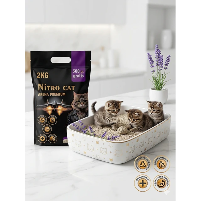 Arena Sanitaria Premium Nitro Cat 2 Kg. Aroma Lavanda 