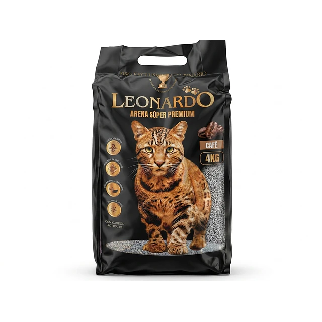 Arena Sanitaria Leonardo Súper Premium 4 Kg. Aroma Café 