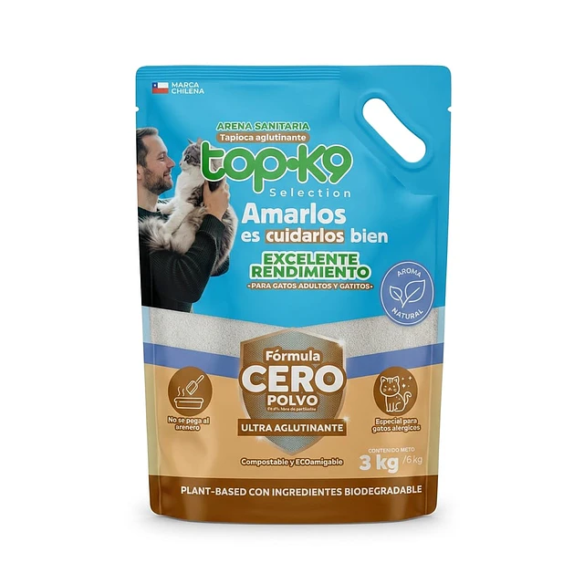Arena Sanitaria Selection Tapioca Aglutinante para Gatos Alérgicos 3 Kg. 