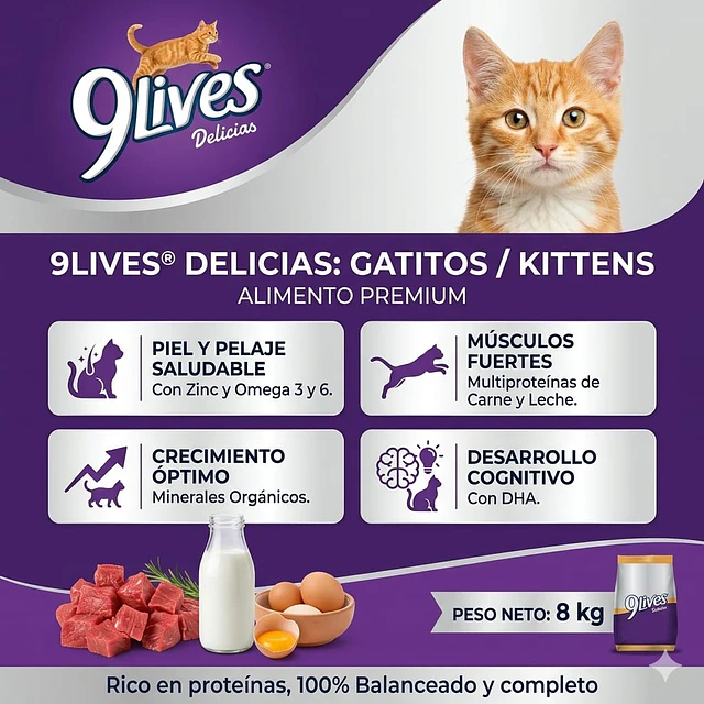 9Lives Alimento Premium Para Gatitos (Hasta 1 Año) Variedades