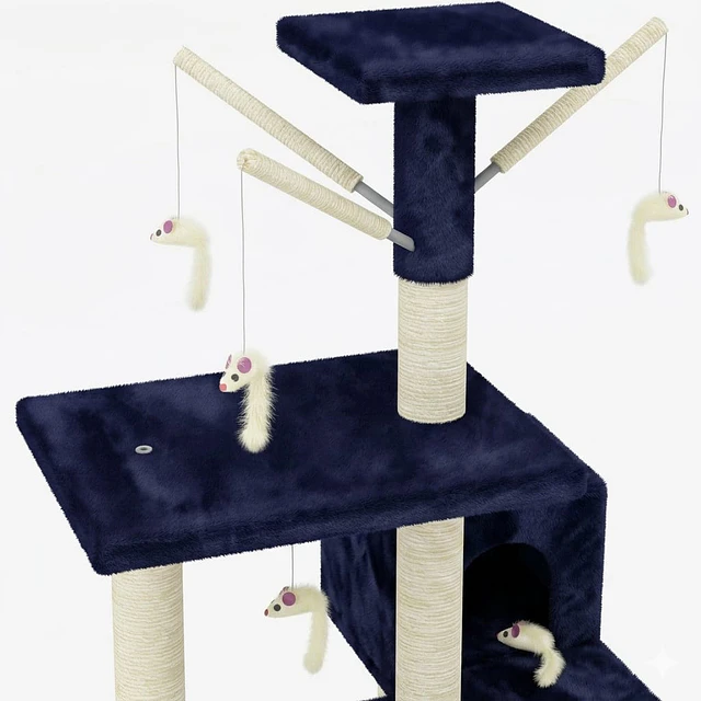 Rascador Vertical de 6 Niveles Azul Marino (50 x 35 x 138 cm) 