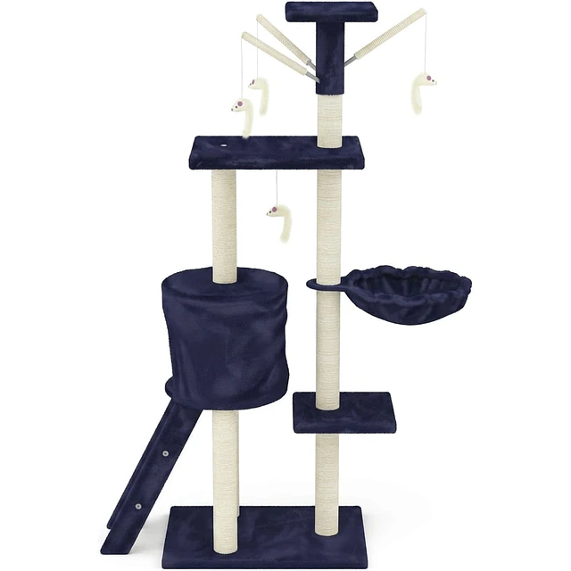 Rascador Vertical de 6 Niveles Azul Marino (50 x 35 x 138 cm) 