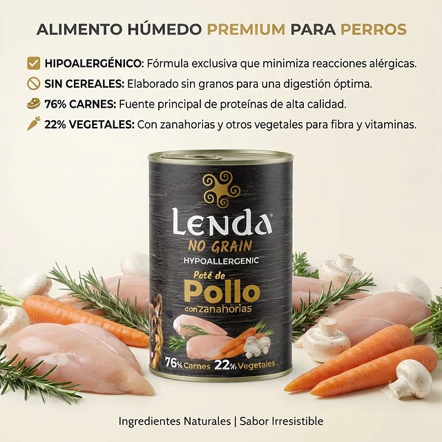 Lenda Paté Húmedo Completo & Balanceado para Perros 400g Variedades