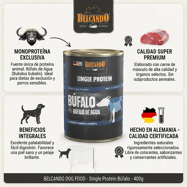 Belcando Proteína Unica Búfalo de Agua 400 gr 