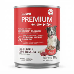 Vitalcan Premium Lata de Trocitos con Carne en Salsa para Perros Variedades 340g