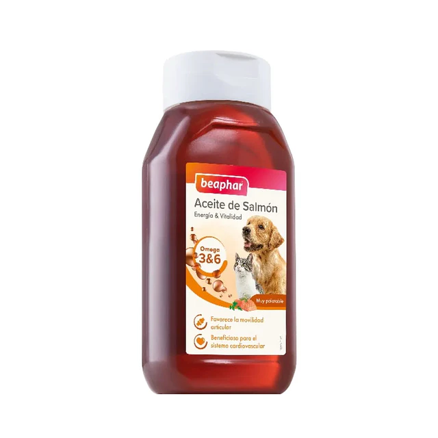 Aceite de Salmón Beaphar 430 ml | Omega 3 y 6 Perros y Gatos