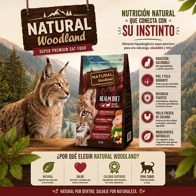 Natural Woodland Realm Diet Cat Fresh Chicken Meat (1.5 kg / 5 kg)