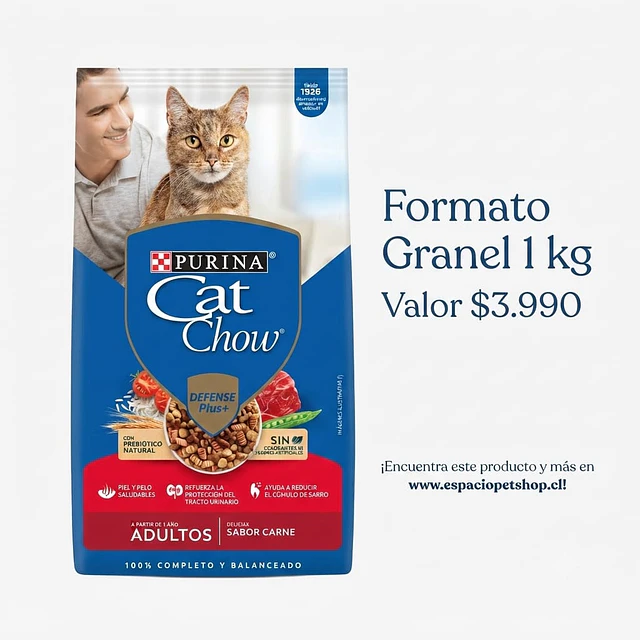 Cat Chow Adulto Sabor Carne 1 kg. Granel