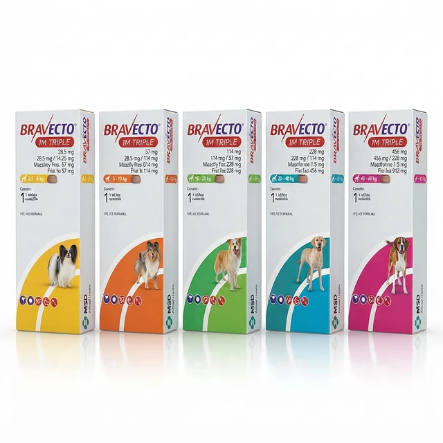 Bravecto 1M Triple Antiparasitario de Doble Función Perros en Comprimido Saborizado - Variedades